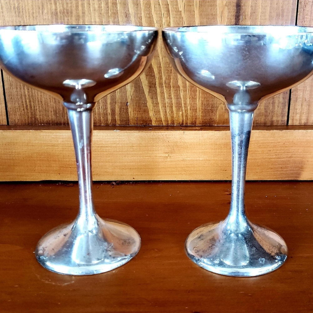 Silverplated champagne wine goblets